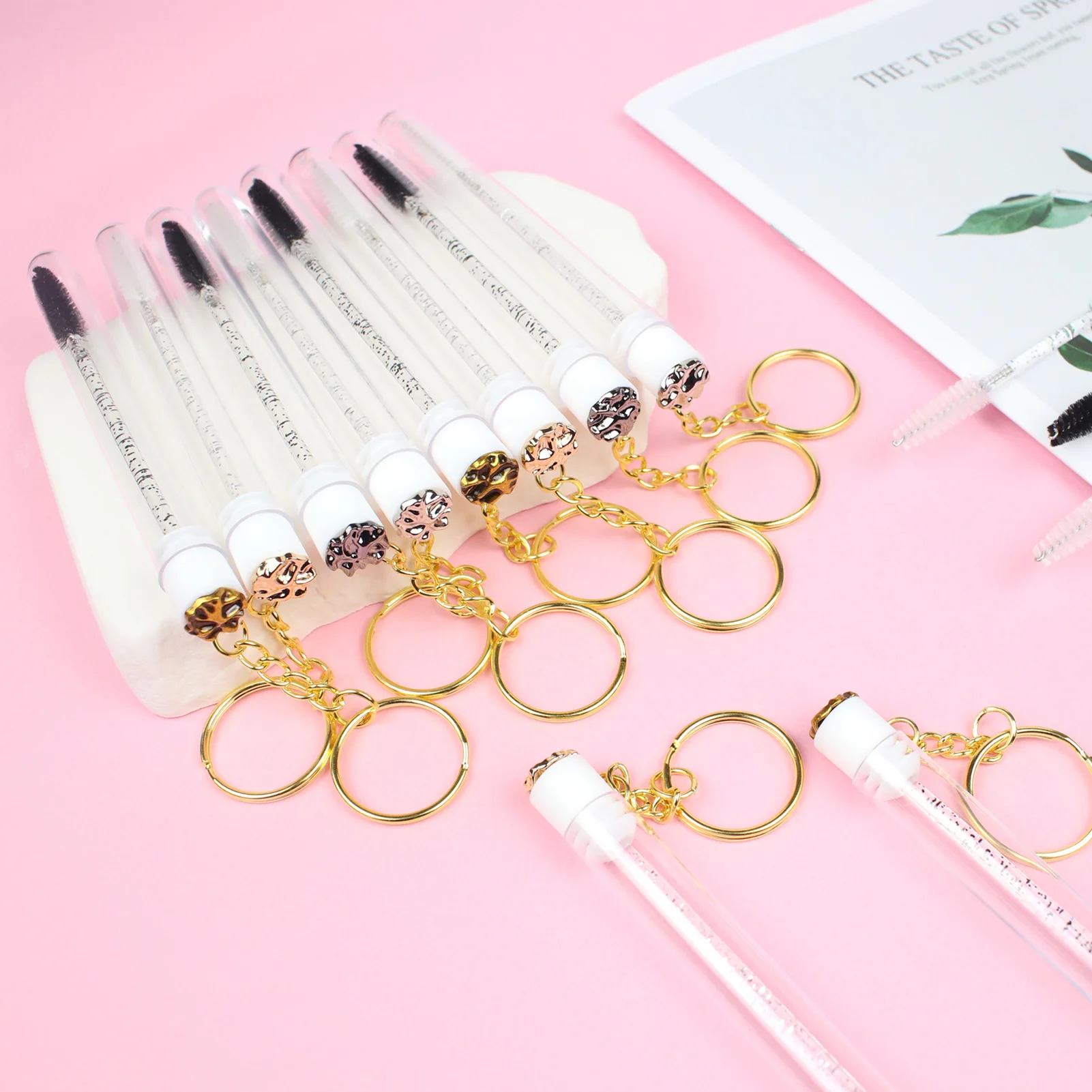 10 قطعة عصي الماسكارا أنبوب قابلة لإعادة الاستخدام لاش فرشاة أنبوب معدني مع المفاتيح رمش فرشاة أنابيب Spoolies لاش تمديد فرش #6