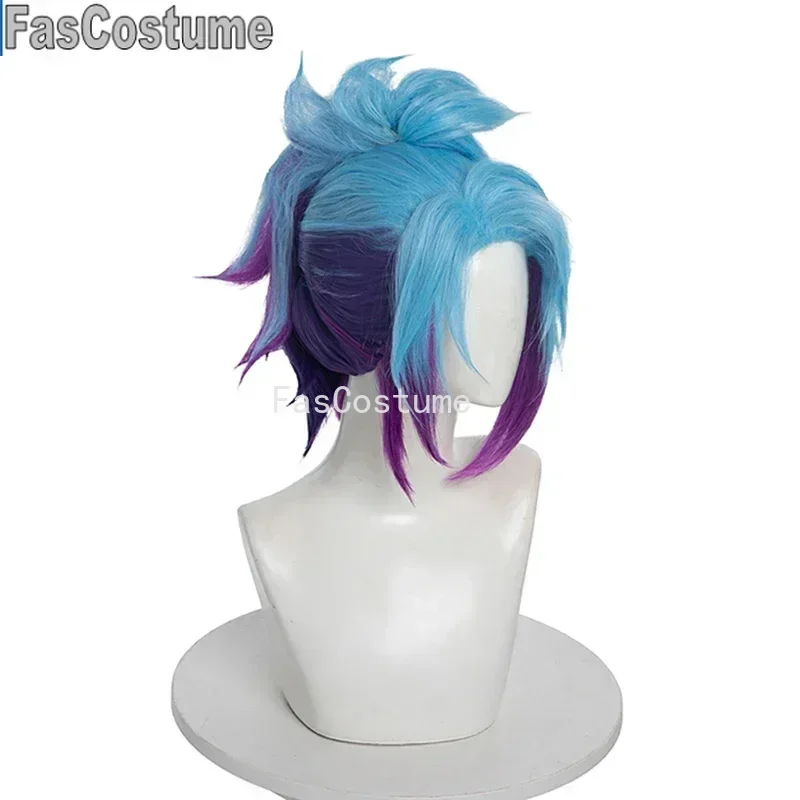 CosplayFasCostume L-email شعر مستعار الاصطناعية الشعر Akali شعر مستعار تأثيري ستار جارديان المرأة مختلط اللون ذيل الحصان مقاومة للحرارة الباروكات
