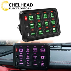 12 Gang Panel Switches Box 12V 24V Multi-Function Remote Key Pad Relay System Controller ON-Off For Jeep Off road 4x4 Truck Boat