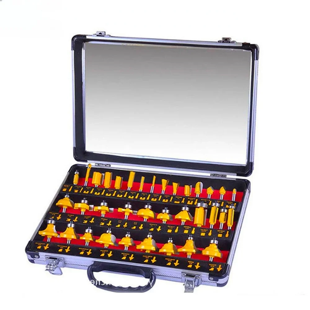 Router Bit Grupo Gravação Fresagem Shank Carbide Carpintaria Ferramentas de Corte Cor Aleatória mm 635 mm 35 Pcs Profissional
