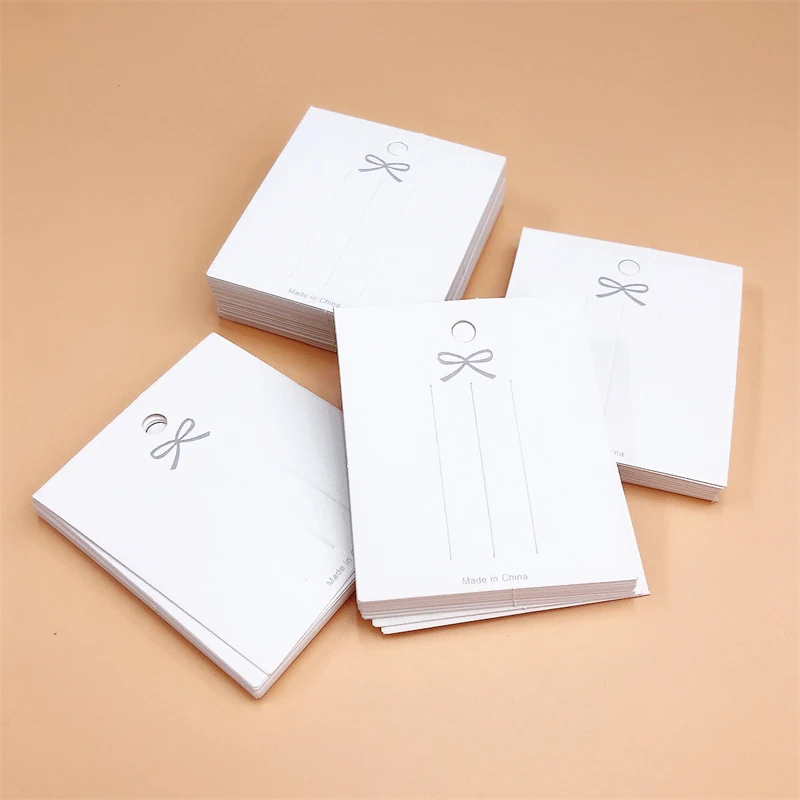 50PCS White Hairpin Card Trinket Bow Display Cards Cardboard Packing Paper