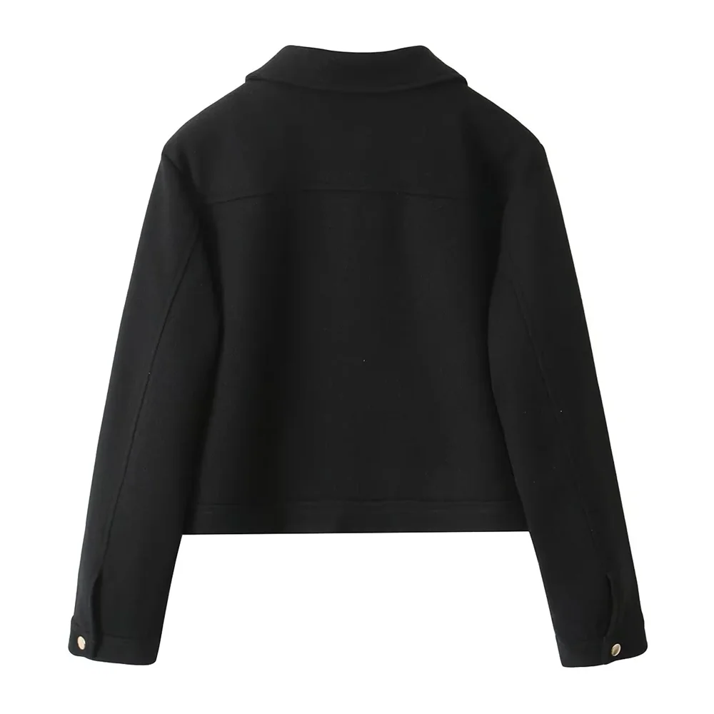 Taop&Za24 Autumn New Product Women's Polo Long Sleeve Pocket with Zipper Decoration Soft Jacket Short Coat