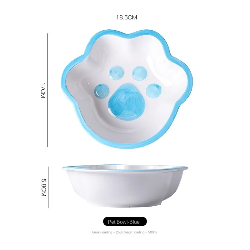 Pet Supplies Cat Bowl Ceramic Double Bowl Protects Cervical Neck Dog Eats and Drinks Water Bowl to Prevent Overturning Cute