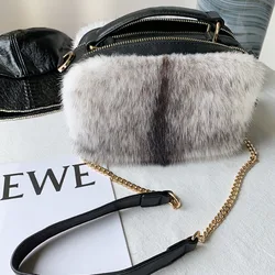 Mink Fur Bag Women Winter Whole Leather Small Square Bag Women Shoulder Bags Ladies Bag Purses And Handbags Crossbody Furry Bag