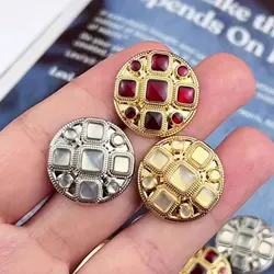 10Pcs/lot 18/23mm High end drip glue rice shaped metal red/golden buttons coarse woolen coat suit sweater decorative buttons