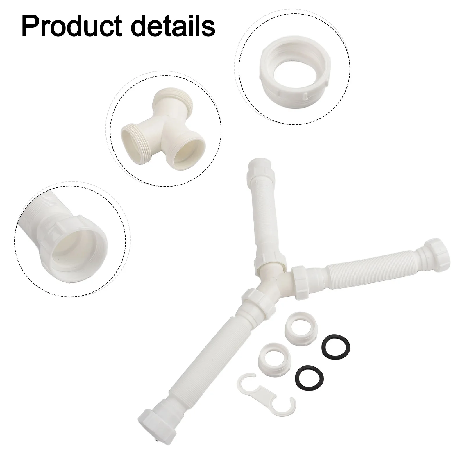 20cm Before Stretching Flexible Drain for System G1-1 2 Compatible Robust Plastic Material Adjustable Length 20cm-80cm