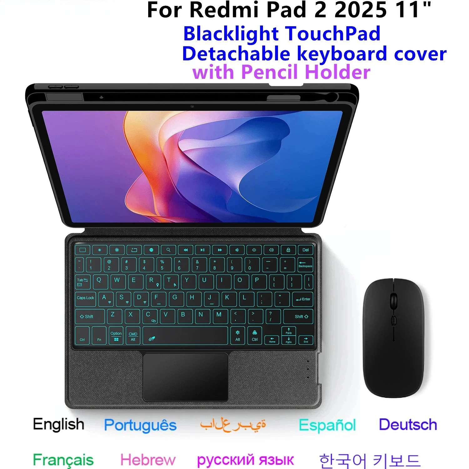 Magic Keyboard For Xiaomi Redmi Pad 2 2025 11' Case Funda for Redmi Pad2 Pad 2 11 inch Tablet Keyboard Cover with Pen Holder