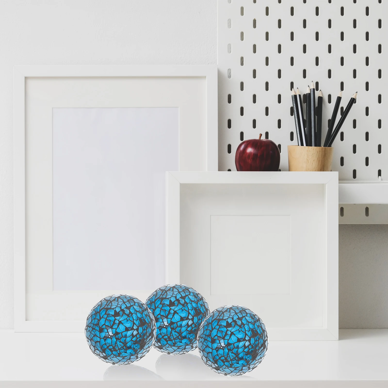 

3pcs Christmas Balls Blue Mosaic Holiday Decorative Ornaments Tree Party Decoration Xmas Adornment Ball Under Home Hotel Bar