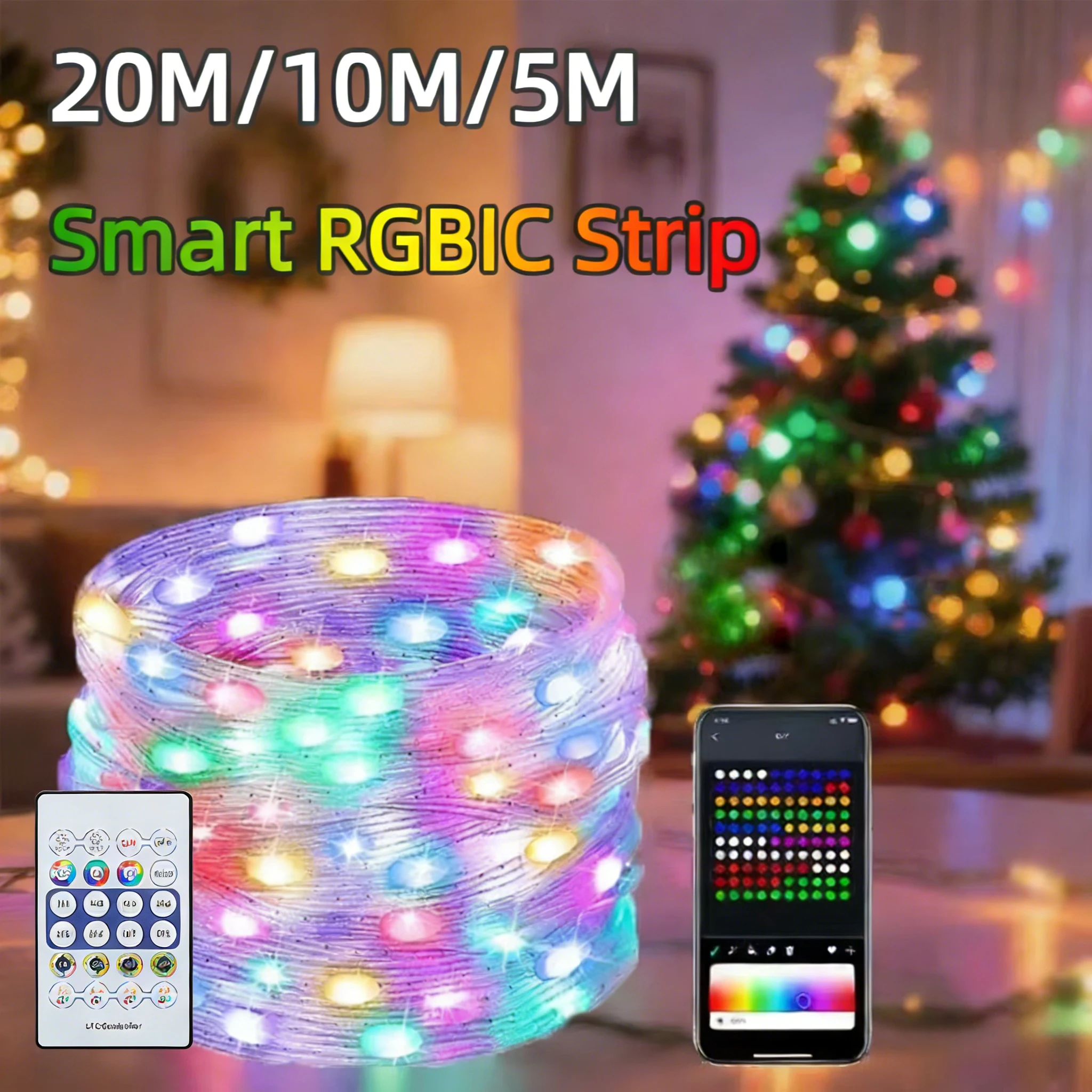 

Dreamcolor RGB LED Strip WS2812B Bluetooth Smart String Fairy Lights Christmas Garland Light Waterproof For Party Curtain Room