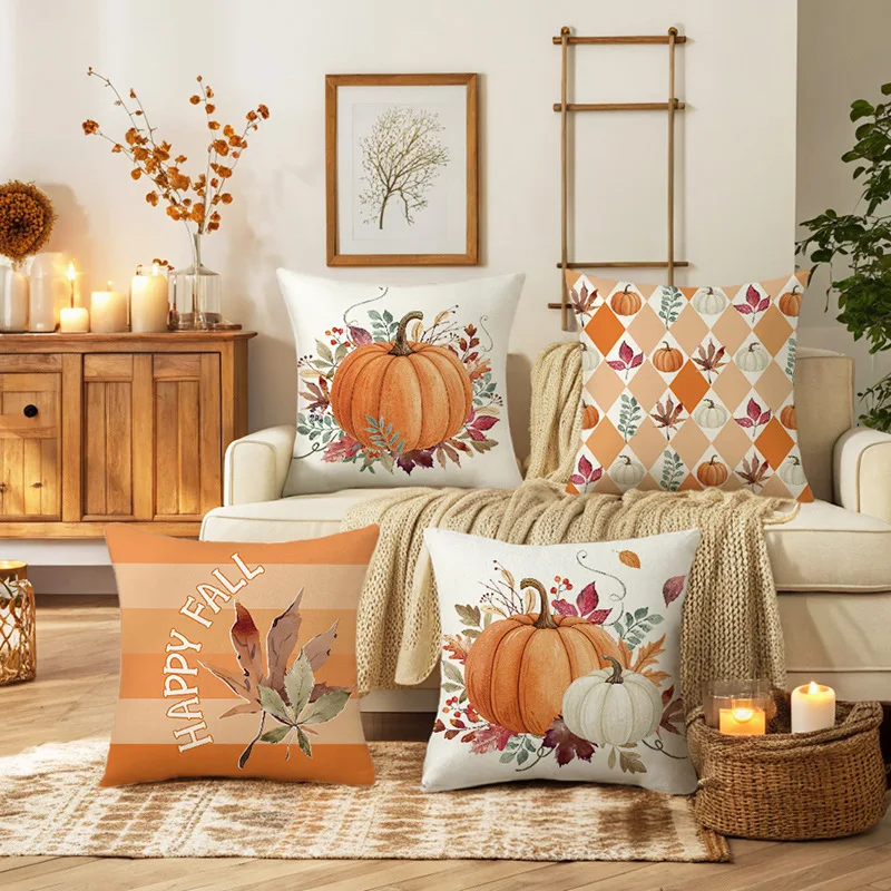 

2pcs Autumn Harvest Festival Printed Pillow Case Line Festival Home Living Room Sofa Decoration Pillow Case Cushion Cover