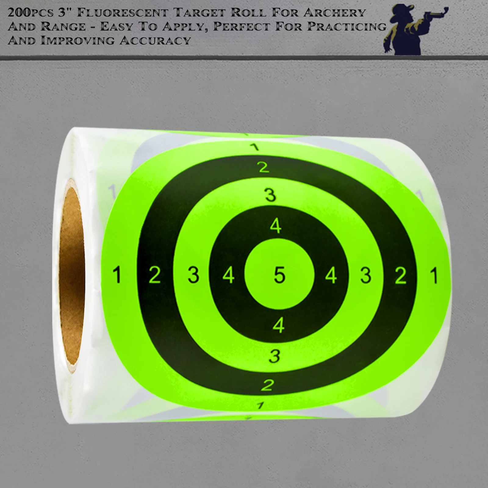 200Pcs 3Inch Green Circular Digital Target Paper for Shooting Practice, Target Stickers, Shooting Target Training Supplies Stick