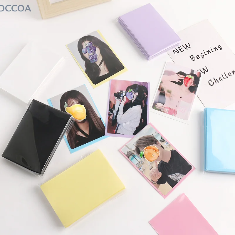 50Pcs Card Bag Photocard Sleeves Idol Photo Cream Color Cards Protective Storage Bag PP Frosted Card Film