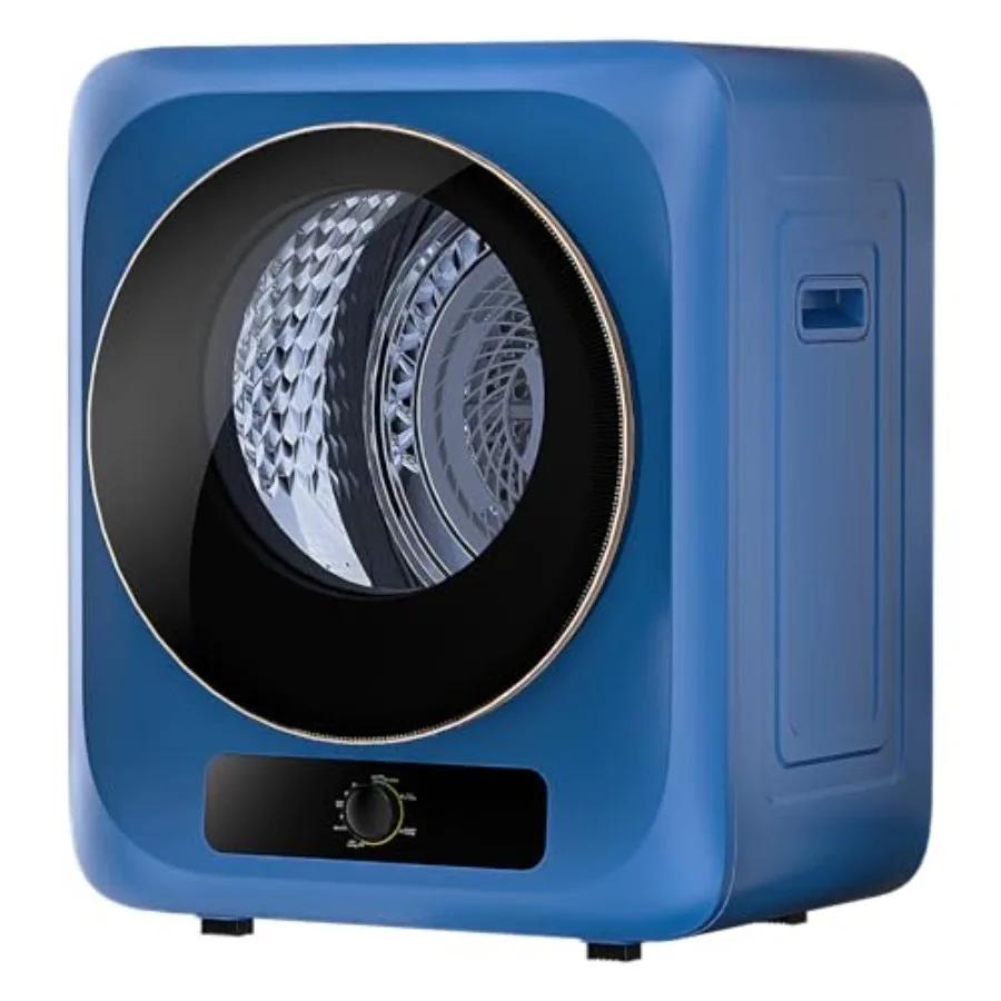 ポータブル10ポンド（約4.5kg）コンパクト電気衣類乾燥機、アパート、寮、RV車用、ステンレス製槽、1.5立方フィート（約42リットル）、ホワイト、省スペース