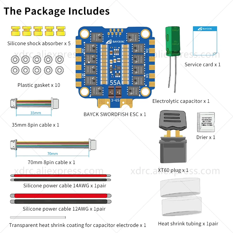 BAYCK SWORDFISH 55A 4IN1 ESC AM32 Electric Speed Controller 3-6S Lipo For RC FPV Racing Freestyle Drone Quadcopter Car BAYCKRC