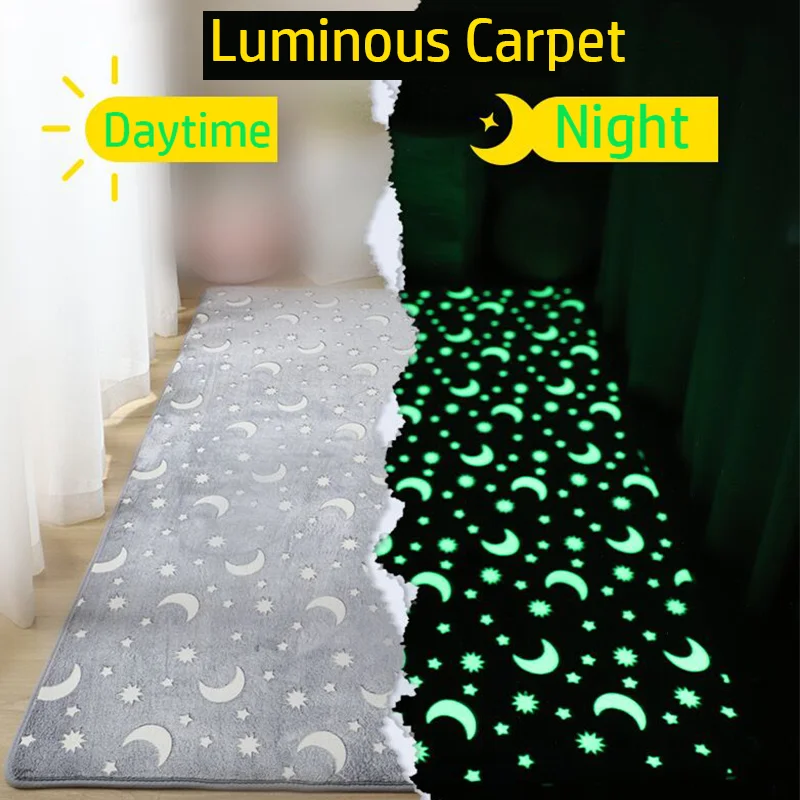 

Soft Short Plush Carpet For Living Room Decor Luminous Fluffy Rug Non-Slip Printed Floor Bedroom Bedside Kids Mat For Children