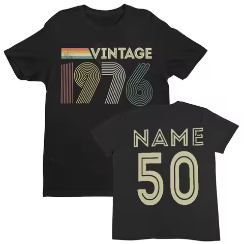 Vintage 1976 Personalised 50th Birthday T-Shirt for 2026 Custom Name Gift Idea Summer Breathable Camisetas Nostalgia Retro Tops