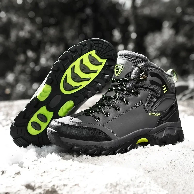 Winter Men\'s Boots Warm Men\'s Snow Boots High Quality Leather Waterproof Men Sneakers Outdoor Men Hiking Boots Work Shoes Male