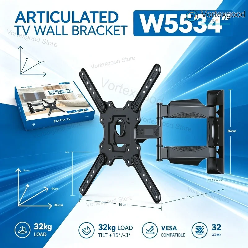 Supporto da Parete per TV a Movimento Completo, Set di 3 Modelli, Supporti TV con Braccio Girevole, Inclinabile ed Estensibile per Schermi da 17-65 Po