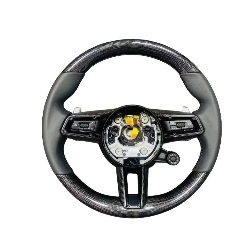 Automobile Wholesale Automotive Interior Carbon Fiber Steering Wheel With Leather For Porsche