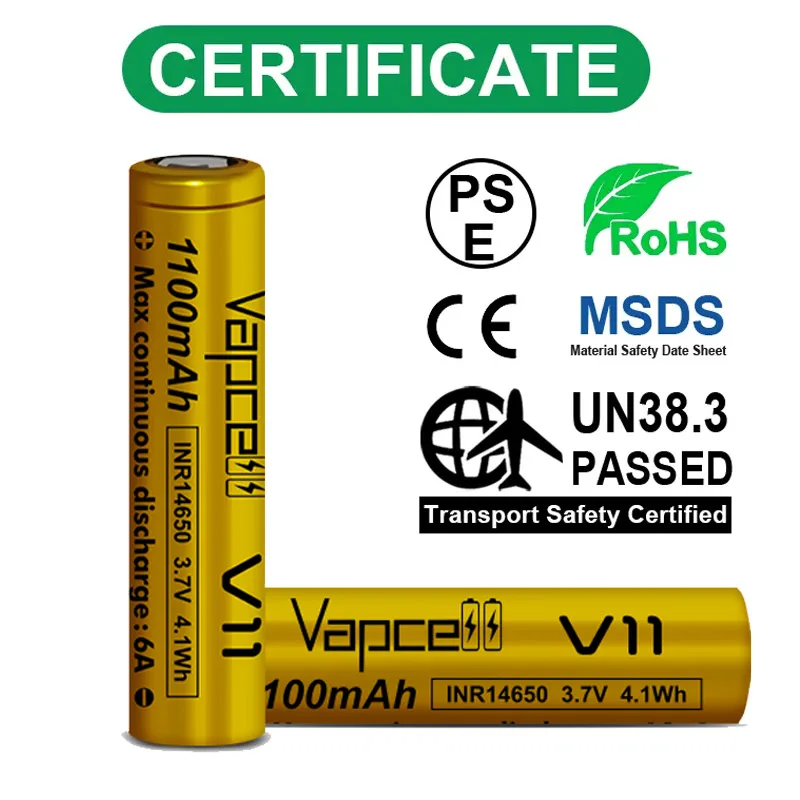 Oryginalna bateria Vapcell V11 INR 14650 o pojemnoลci 1100mAh 6A 3.7V bluzka z guzikami bateria litowa do latarki zdalnie sterowana UAV