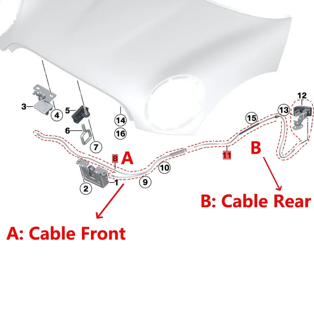 Engine Interior Hood Latch Lock Release Bowden Bonnet Handle Cable For Mini Cooper R56 Clubman R55 Convertible R57 Coupe R58