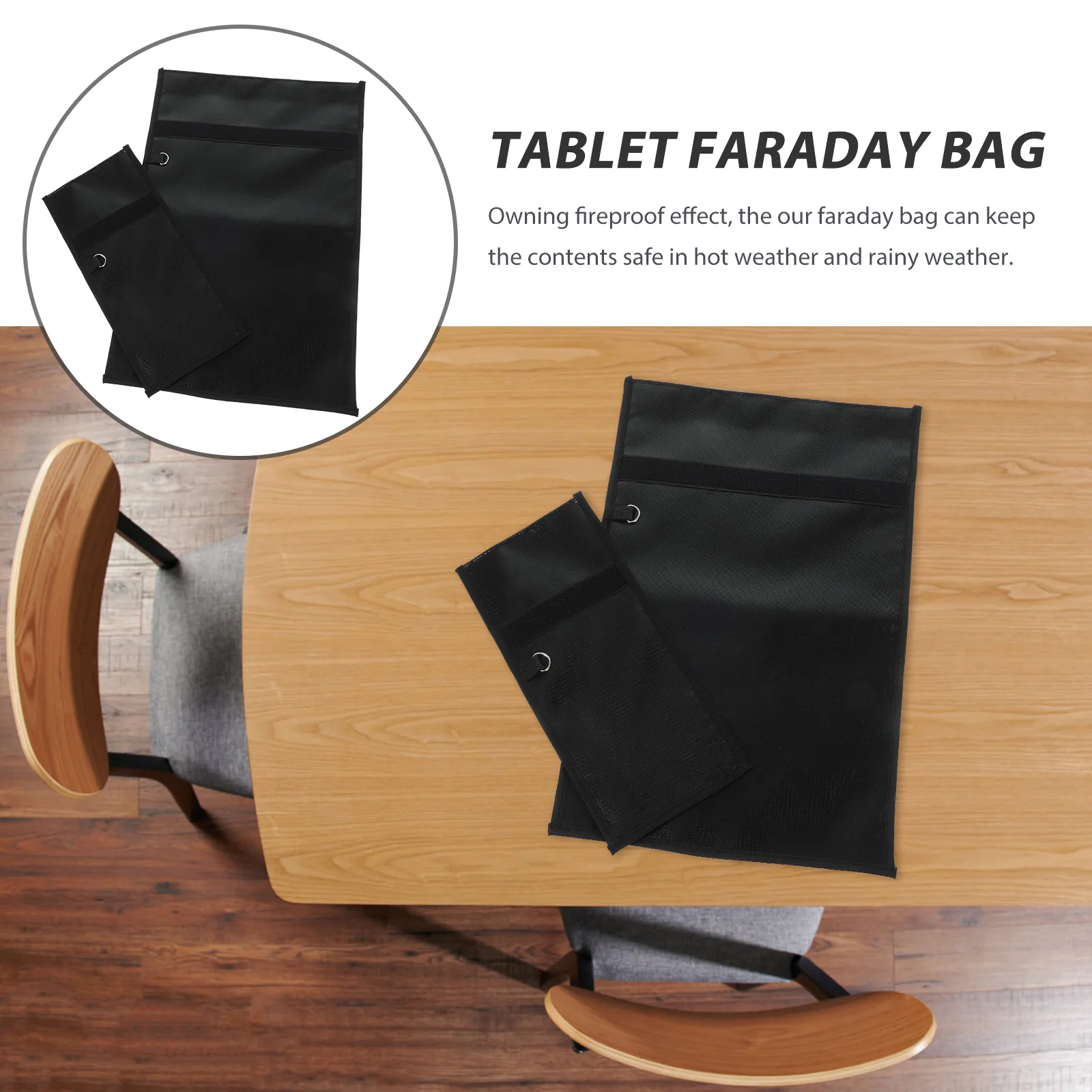 

2pcs Fireproof File Bag Faraday Glass Fiber Tablet Storage Protection Black Document Folder Phone Pouch