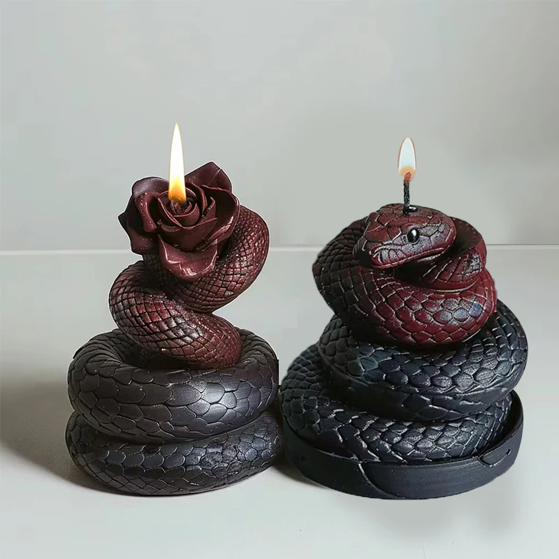 Coiled Snake Candle Silicone Mold Snake Candle Mold DIY Handmade Aromatherapy Gypsum Epoxy Resin Making Mould Home Decor