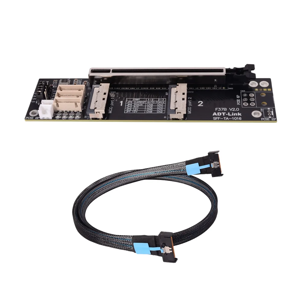 ADT-Link PCIe 4.0 x16 MCIO Graphics Card Split Cable Support One-to-Two x8 GEN4 Dual (Split into x8x8) Bifurcation Adapter Card