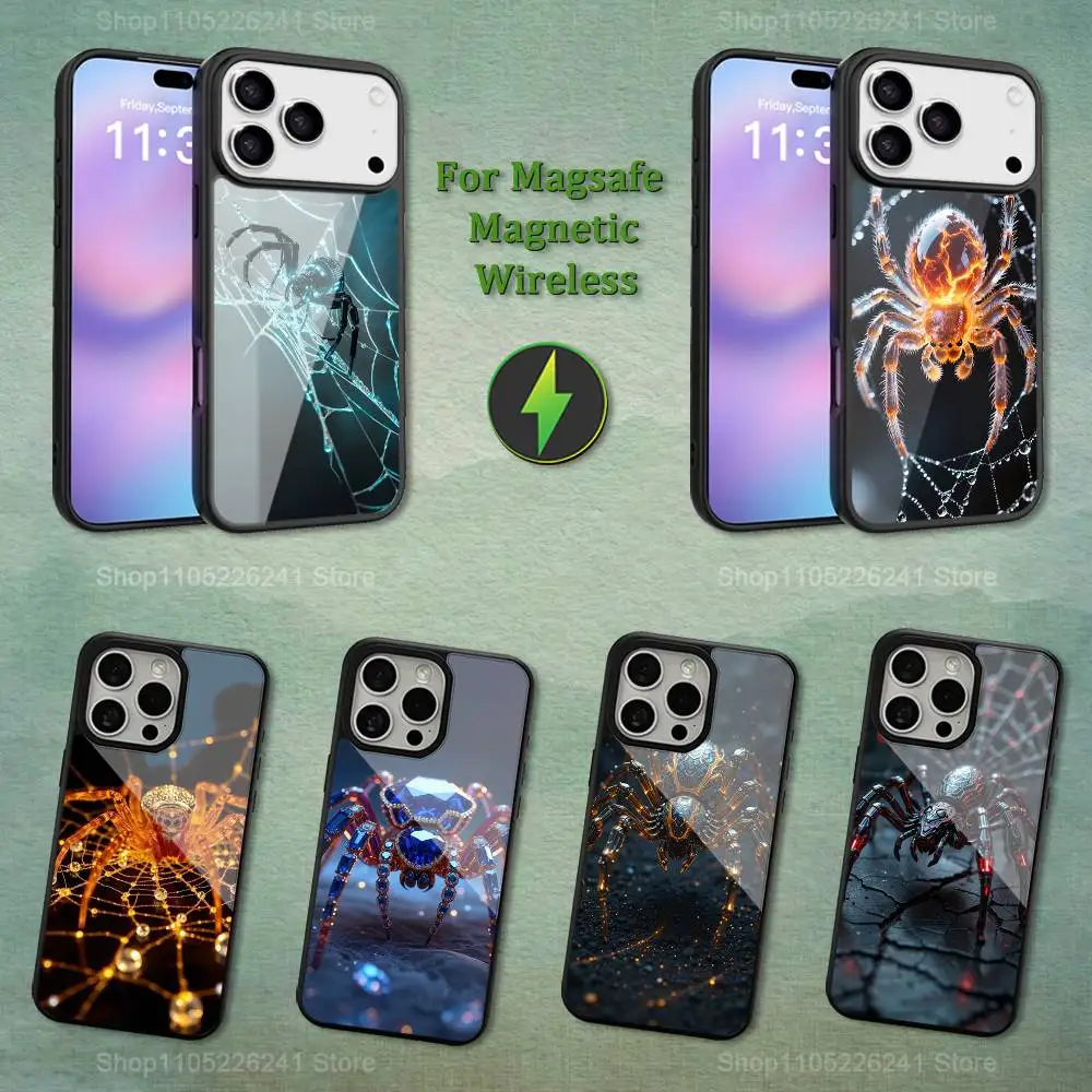 

Cool Spider Art For iPhone 12,14,11,15,13,16,17,For Magsafe,Plus,Mini, Pro,Max,Magnetic Wireless Charging Case