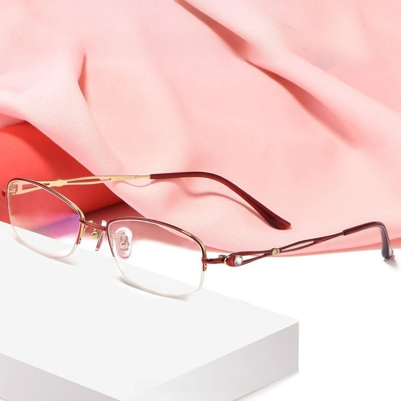

Half Frame Fashion Design Round Alloy Reading glasses frame women optical Myopia Presbyopia prescription lens attachment eyewear