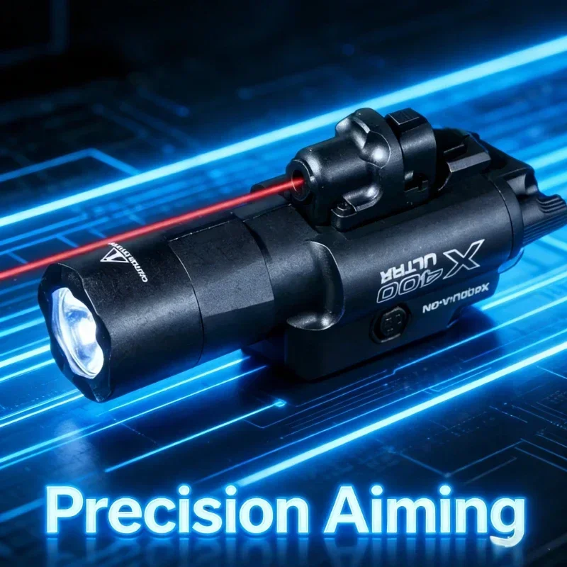 X400U 2-in-1 Laserpointer Hochleistungs-Taschenlampe: Passend für 20mm-Schiene für Spielzeug-Airsoft-Waffen, Jagd, CS-Wettkämpfe & Spiele