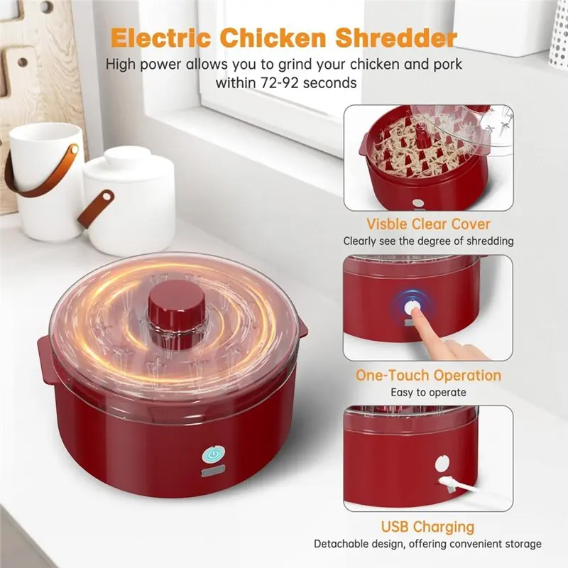 Meat Shredder Tool Electric Chicken Shredder Automatic Chicken Breast Grinder USB Powered Visible Twist Machine-AA26