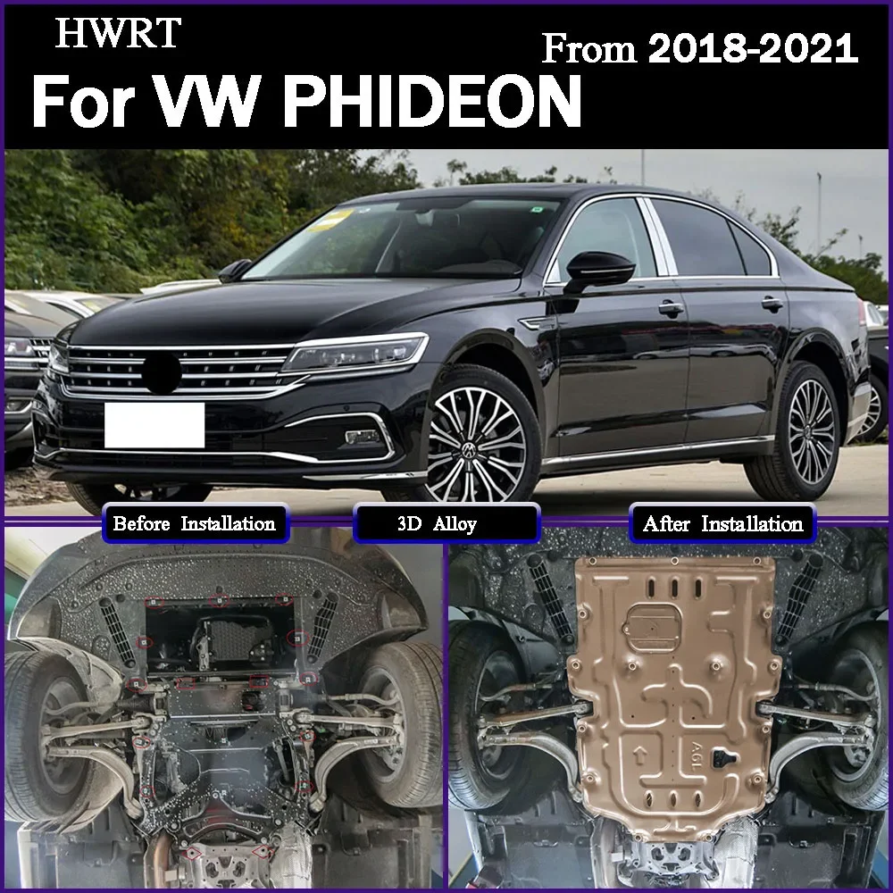 For VW PHIDEON 2018-2021 2.0T 3.0T Under Engine Guard Board Splash Shield Mud Fender Plate Cover Black Car Mudflap Mudapron Flap