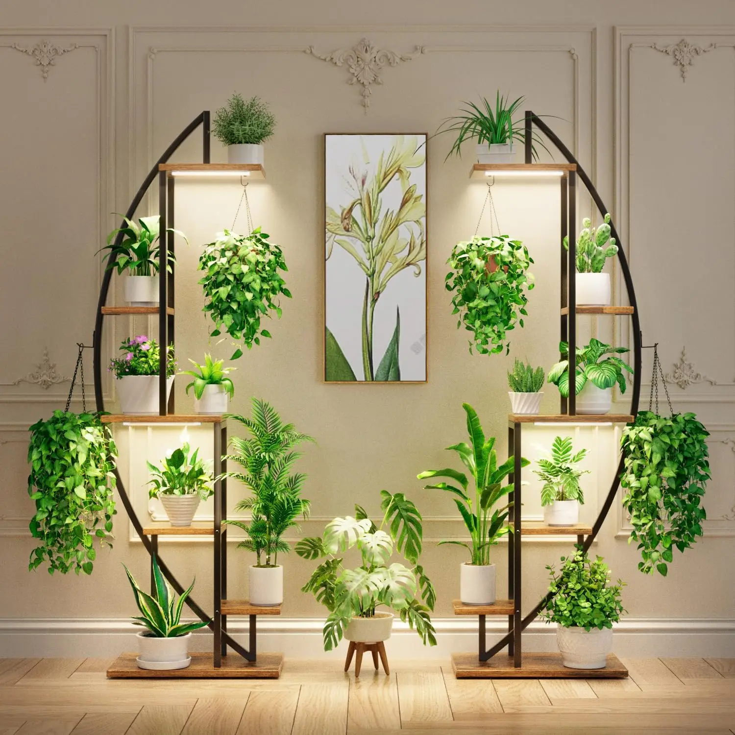 Plant Stand Indoor with Grow Lights, 6 Tiered Tall Plant Shelf, 63