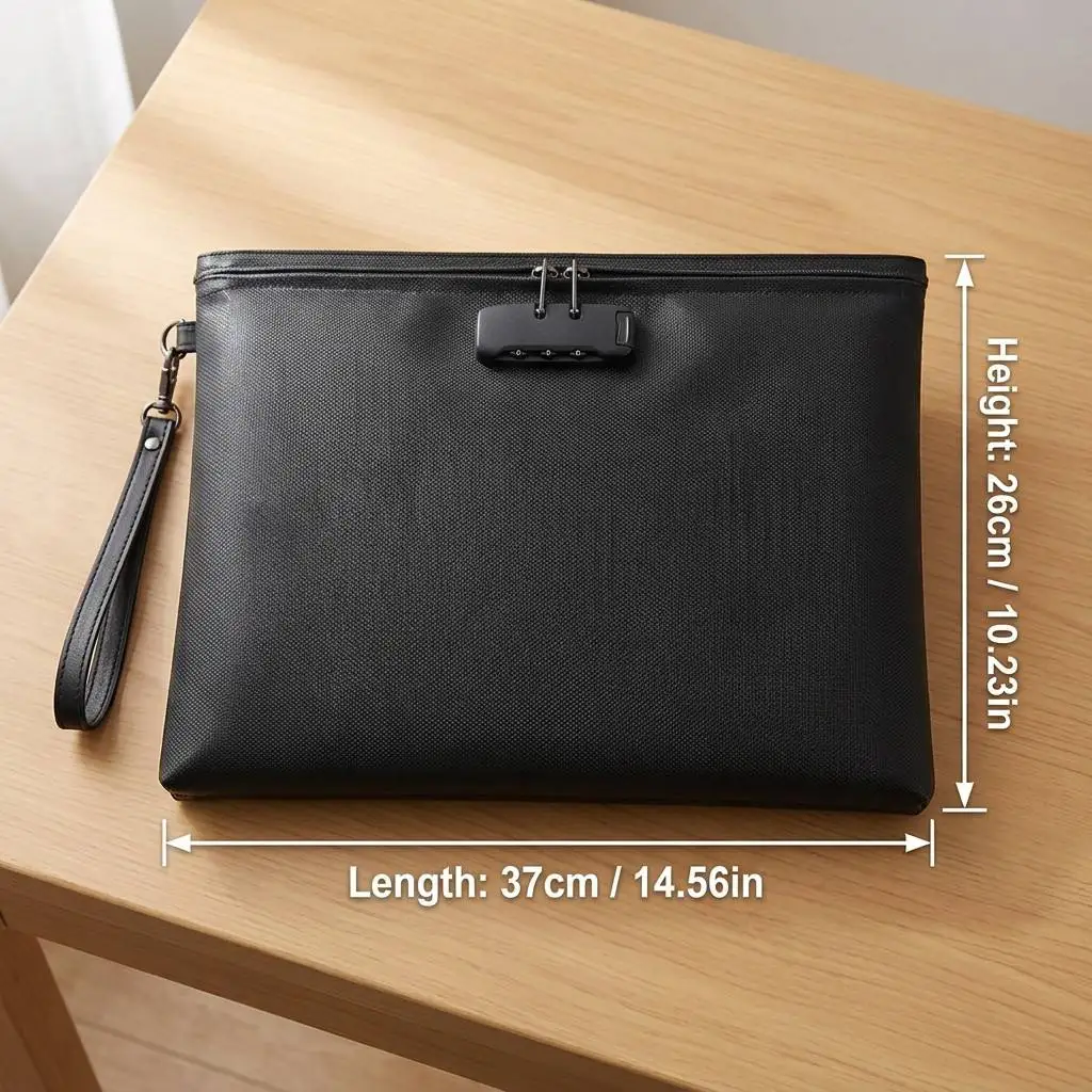 Double Zipper Fiberglass Storage Bag Legal Insurance Fireproof Document Bag Fireproof Money Bag