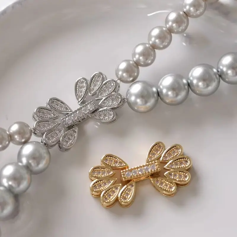 

1PCS 23.8x13.8mm 14K Gold Color Elegant Feminine Petal-shaped Necklace Buckle DIY Bracelet Handmade Charm Accessory