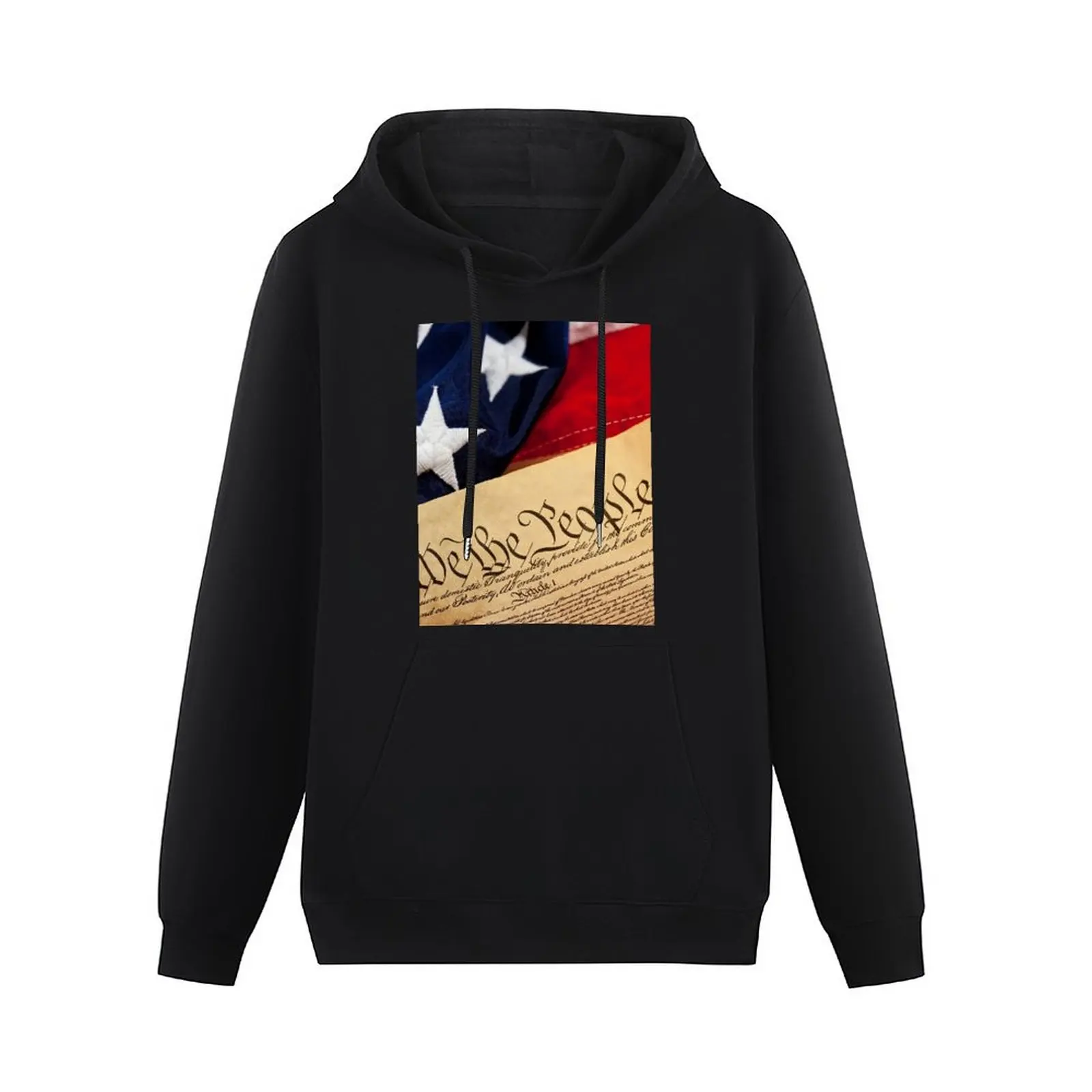 Constitution: Overhead View of USA Constitution and Flag Pullover Hoodie hooded shirt male clothes mens hoodies