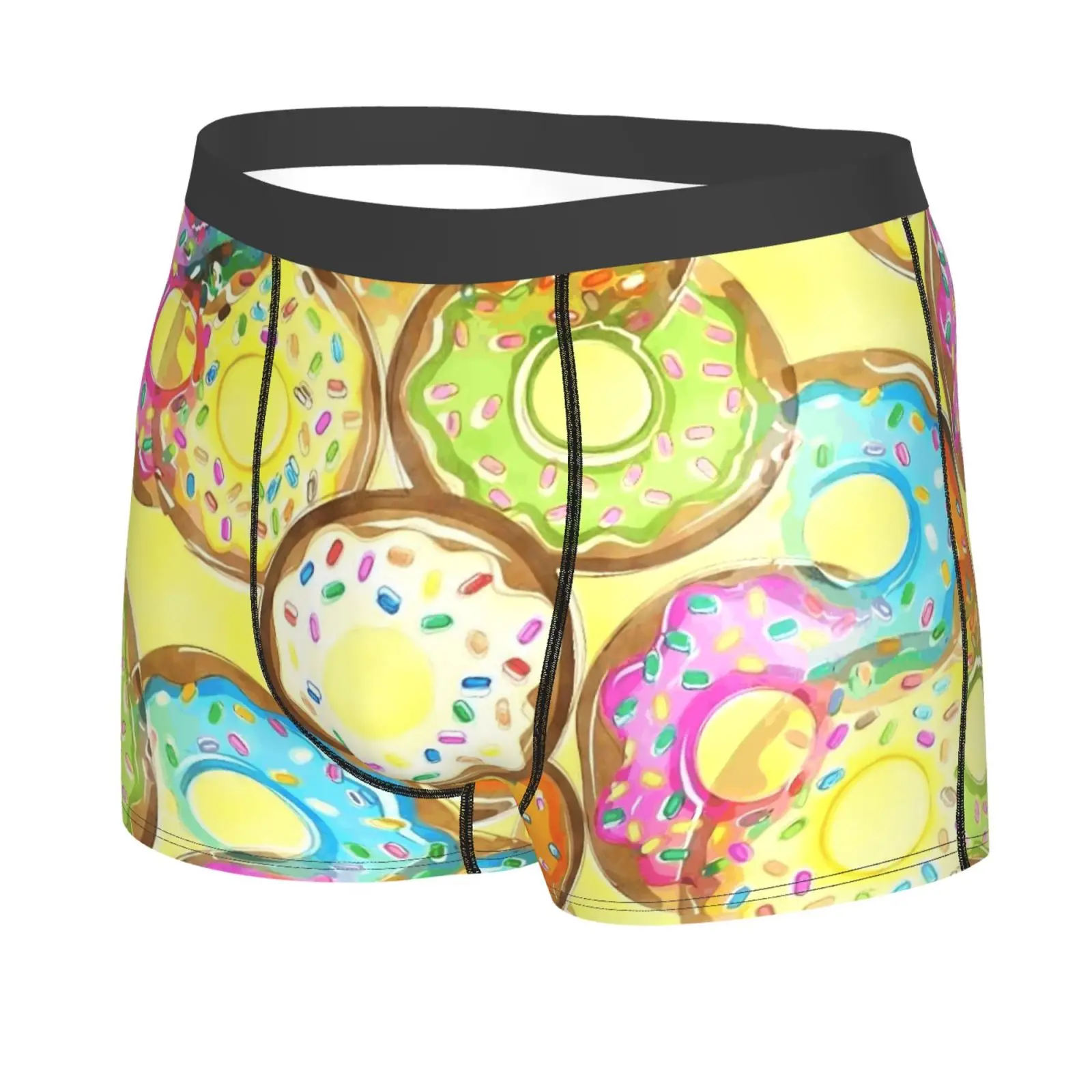 Colorful Cute Sweet Doughnuts Pattern Underwear Men Stretch Boxer Briefs Shorts Panties Soft Sexy Underpants for Male