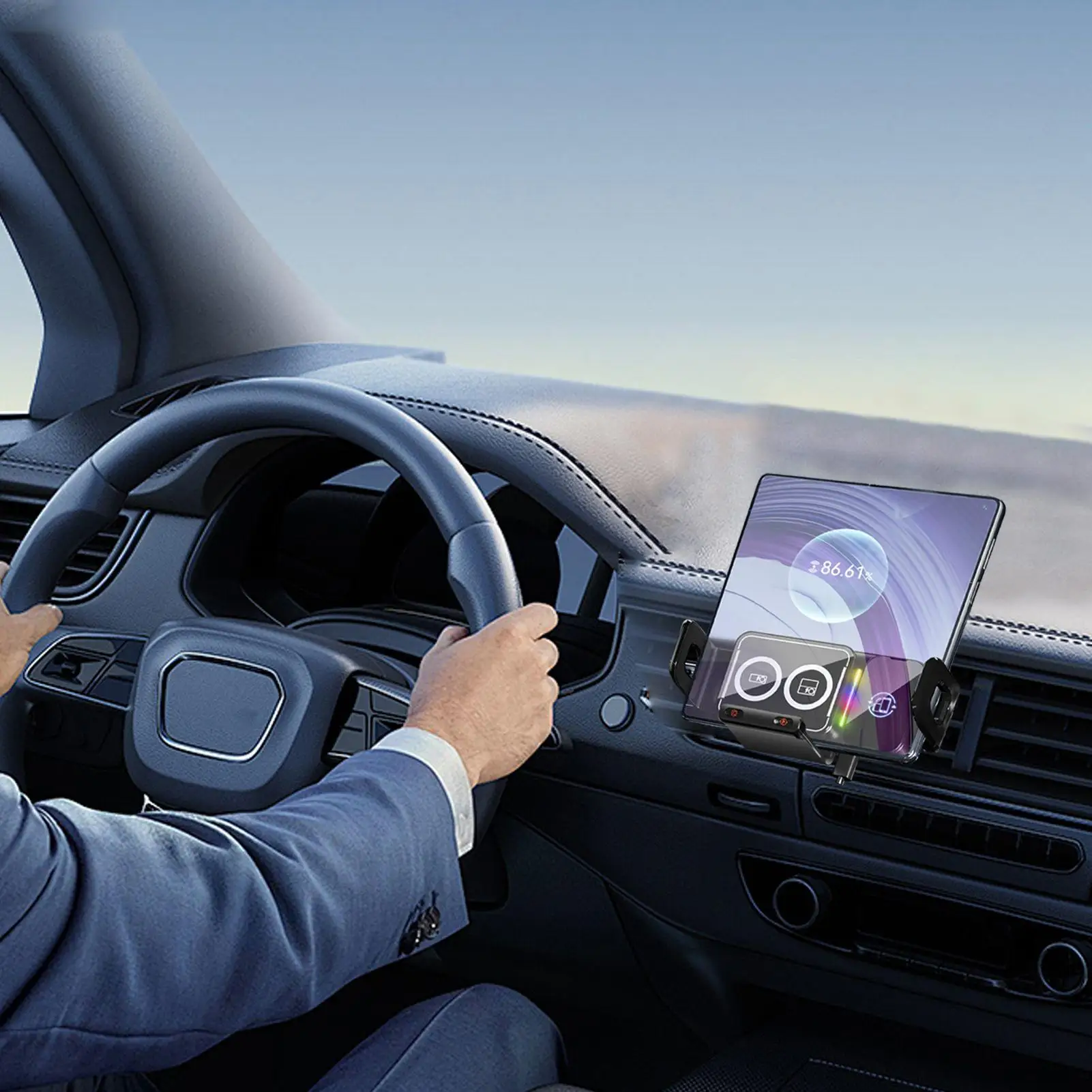 

Car Wireless Charger Mount Rotating Air Vent Navigation Bracket Auto Clamping Car Phone Holder For Music Control Video Streaming