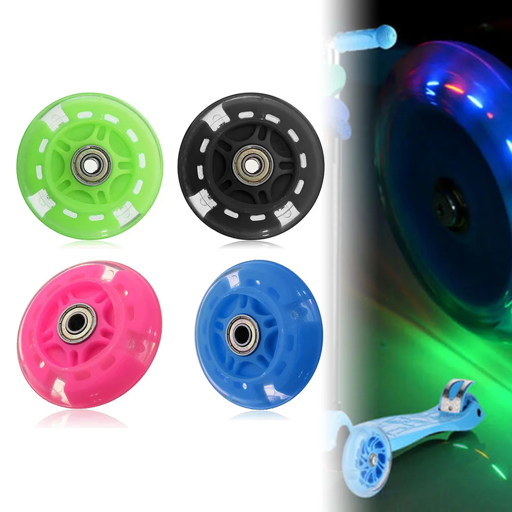 1pcs Skate Wheels 80x22mm PU LED Flash-Wheel Flashing Light Back Rear ABED-7 Bearings Alloy Spacer Pre-fitted For Scooter Parts