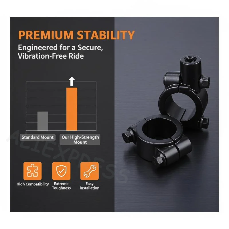 [M] 2Pcs Rearview Mirror Support Clamps For Motorcycle/Bicycle Handlebars 22mm 7/8