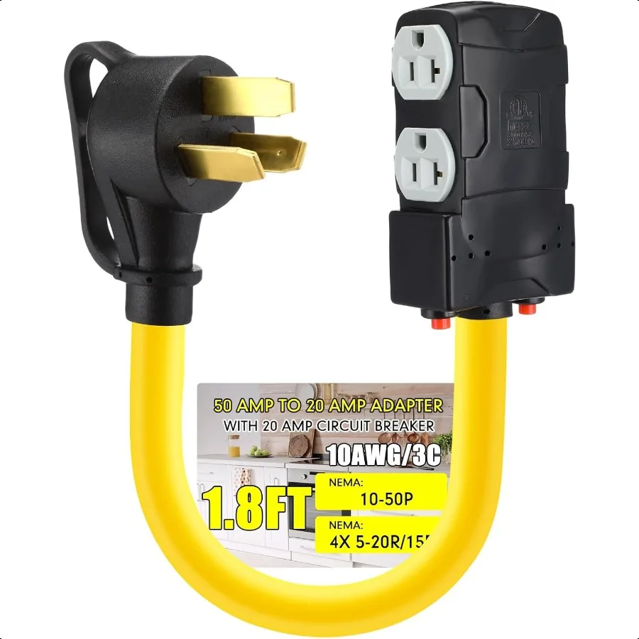 

220 to 110 Adapter Compatible with NEMA 1050P to 4X 520R 15R with 20 Amp Circuit Breaker 220 250V Electrical Stove Range Oven M