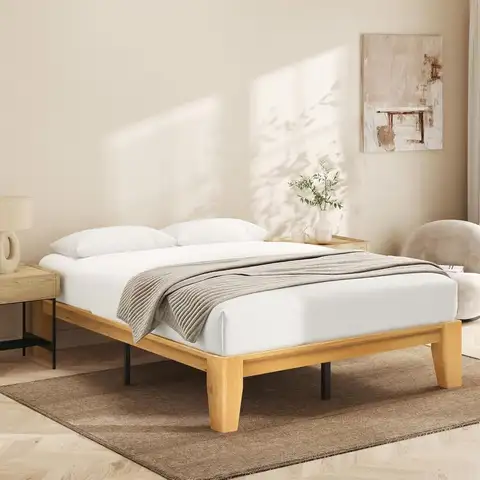 Struttura letto con piattaforma queen in legno massello di alta qualità con struttura robusta, spessore 3,78 e 14 gambe alte, facile montaggio, mortasa e tenone