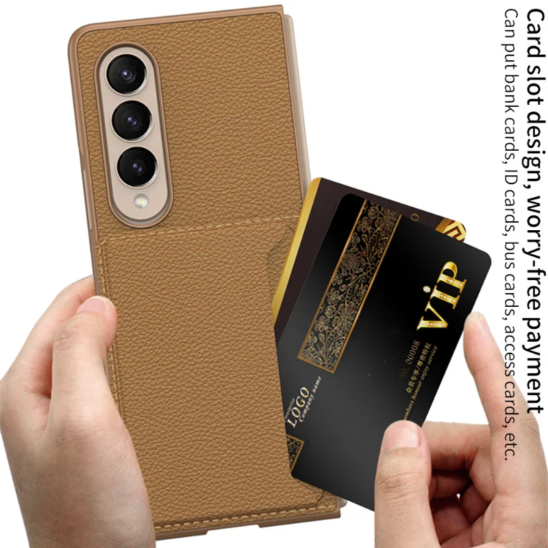 Luxury Leather Shell for Samsung Z Fold4 Fold5 Case with Card Slot All-inclusive Shockproof Cover for Galaxy Z Fold 4 5 Case