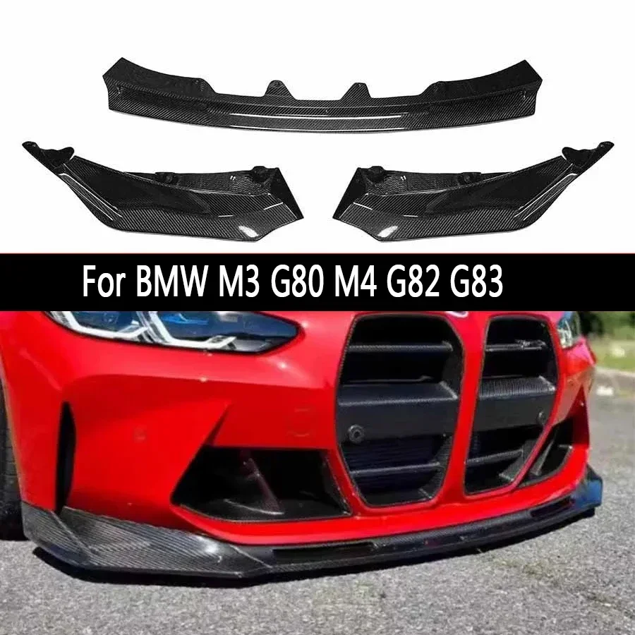 

New! V Style Dry Carbon Fibre For BMW M3 G80 M4 G82 G83 Front Lip Diffuser Car Front Bumper Diverter Spoiler Chin Body Kit 2021+