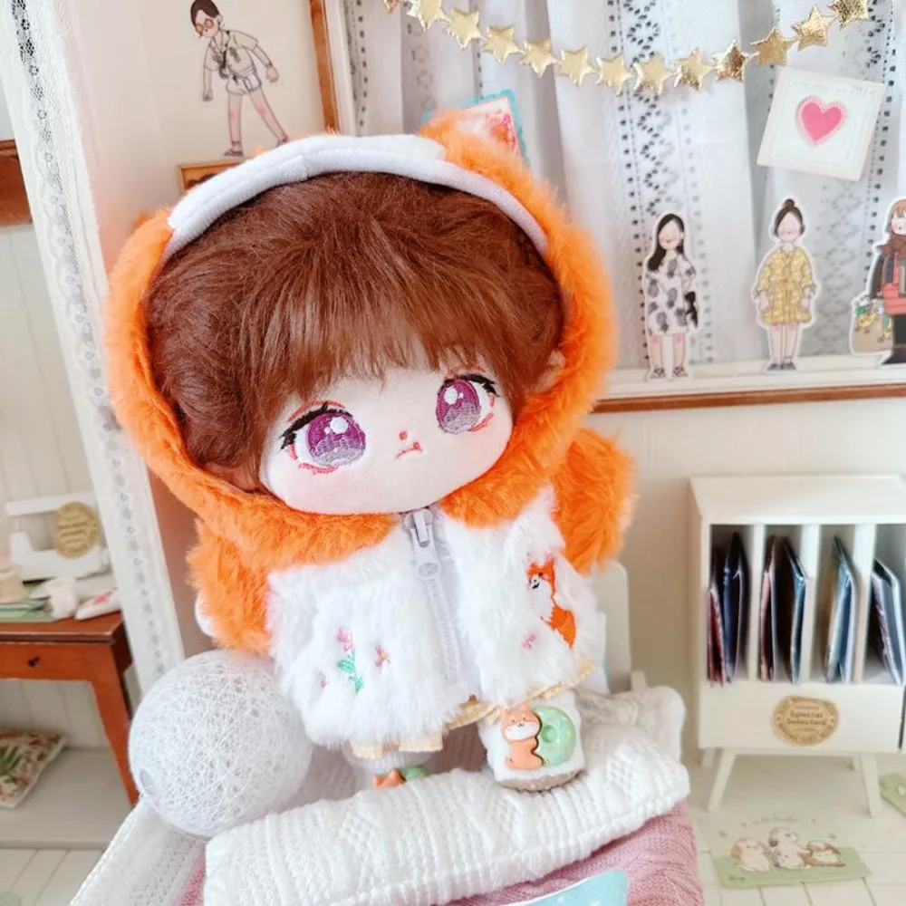 Plush Coat Cotton Doll Clothes Fluffy Animal Plush Warm Jacket Cute Cartoon Doll Toy Clothes for 20cm Cotton Doll