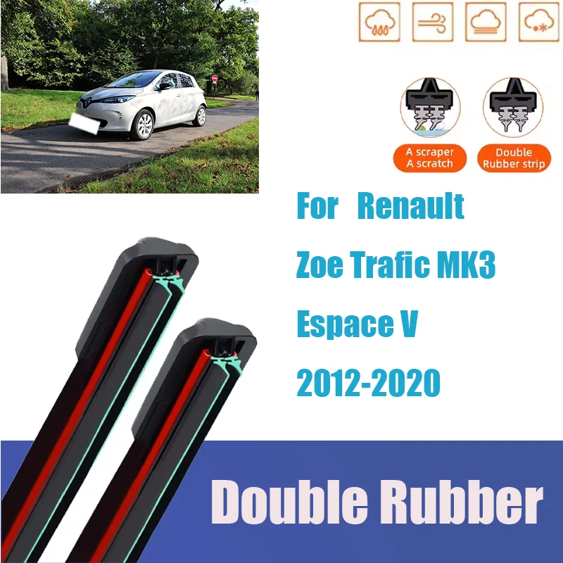 

For Renault Zoe Trafic MK3 Espace V Front Windshield Wiper General Motors Multifunctional Double Rubber Strip Wiper Wholesale