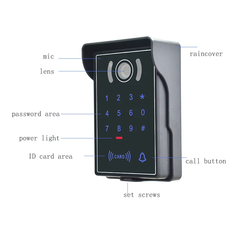 New 9Inch Wired Video Intercom Home System For Apartment Ring Doorbell IR Night Vision IP65 Camera Password FRID Card Access