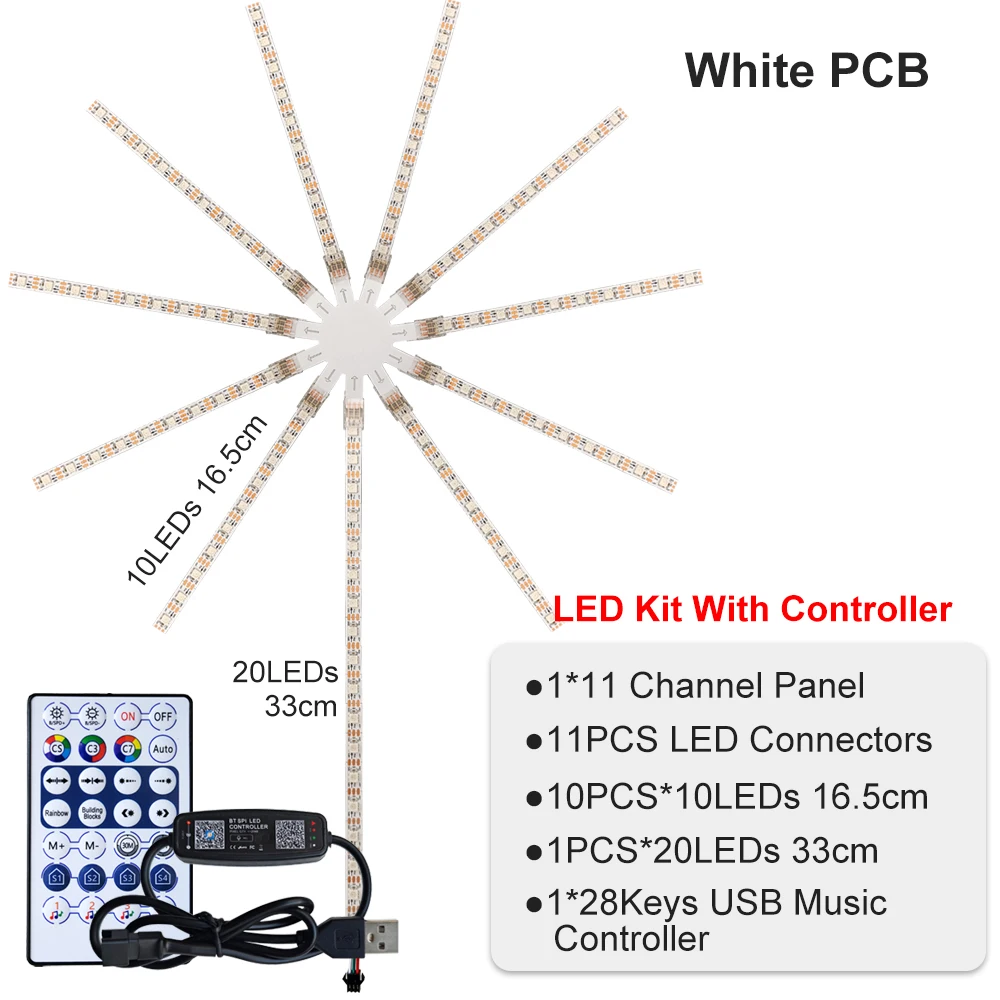 DC5V WS2812B Firework Lights Individually Addressable Led Strip Module with 28 Keys Remote USB Bluetooth Music Controller