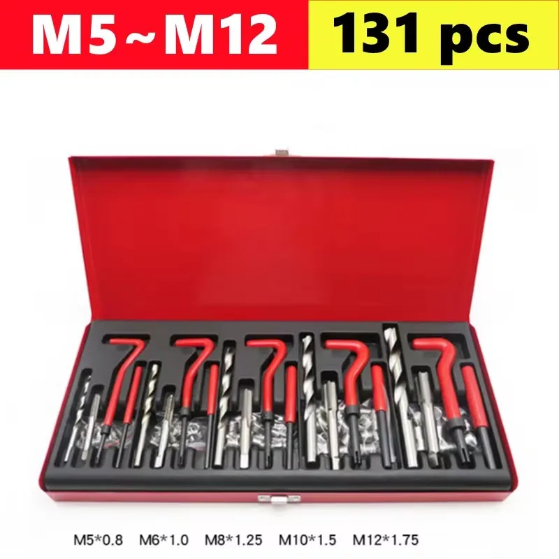 new-style-131pcs-thread-repair-tool-m5-m6-m8-m10-m12-twist-drill-spanner-wrench-threading-tools-for-restoring-damaged-threads